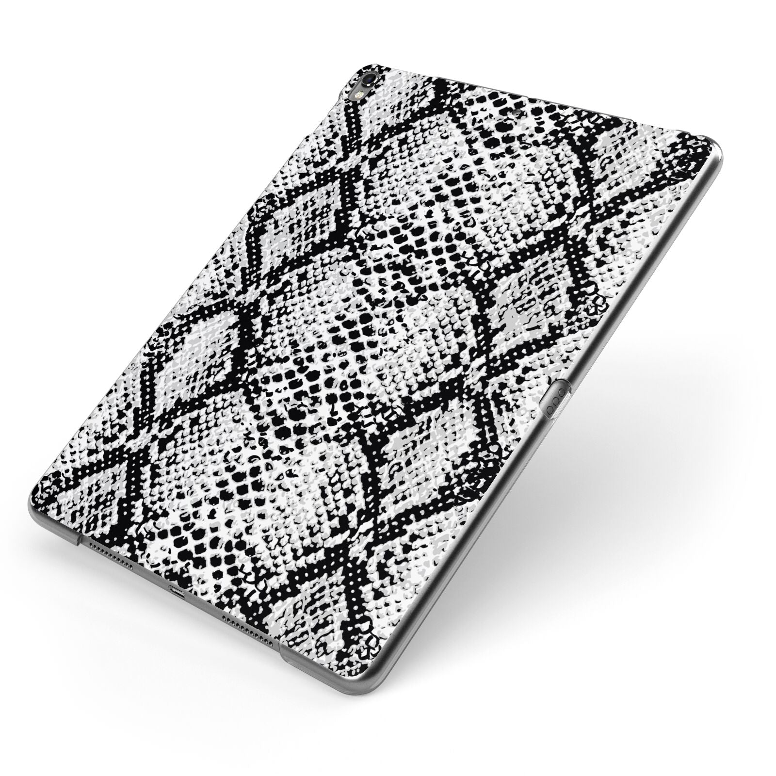 Black Snakeskin Apple iPad Case on Grey iPad Side View