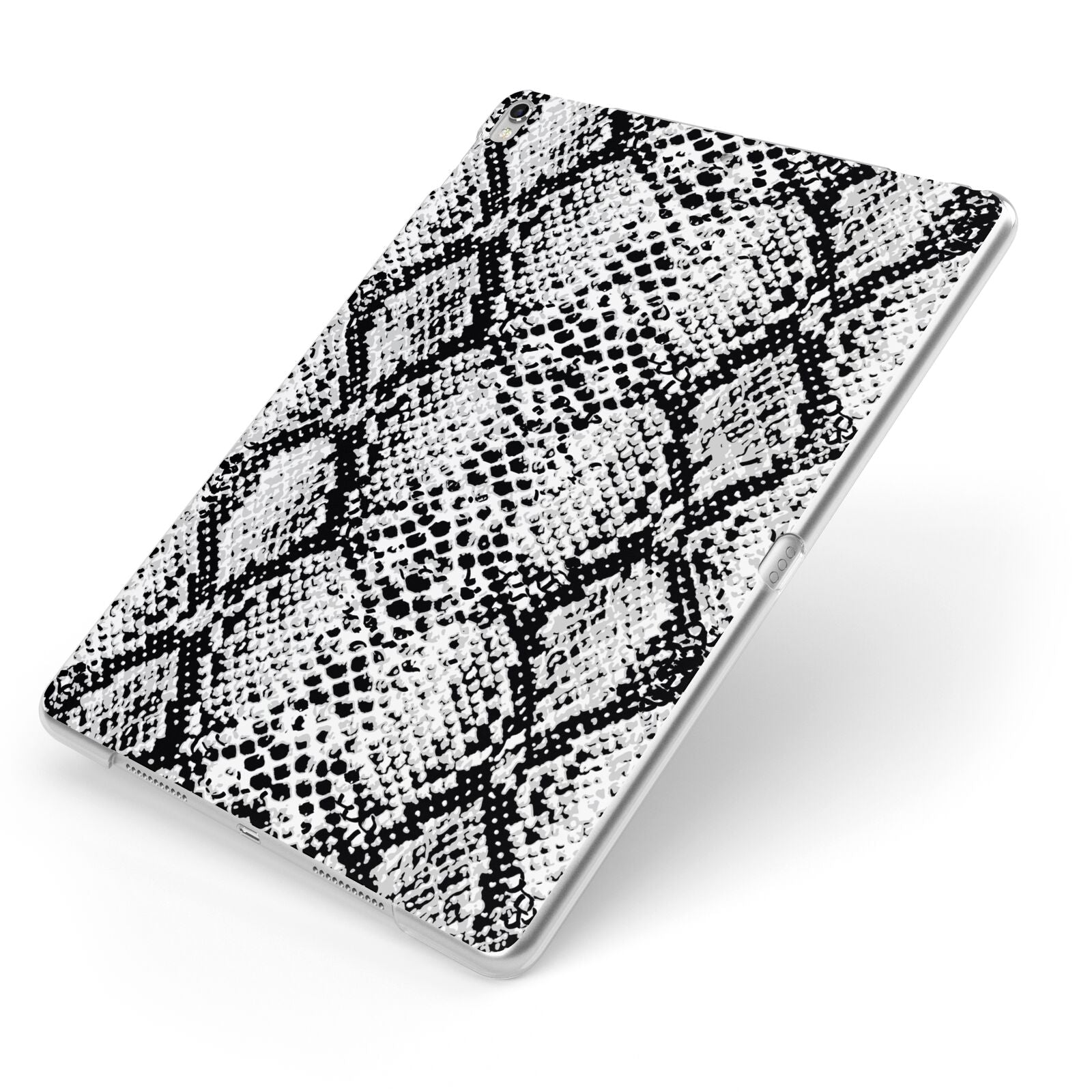 Black Snakeskin Apple iPad Case on Silver iPad Side View