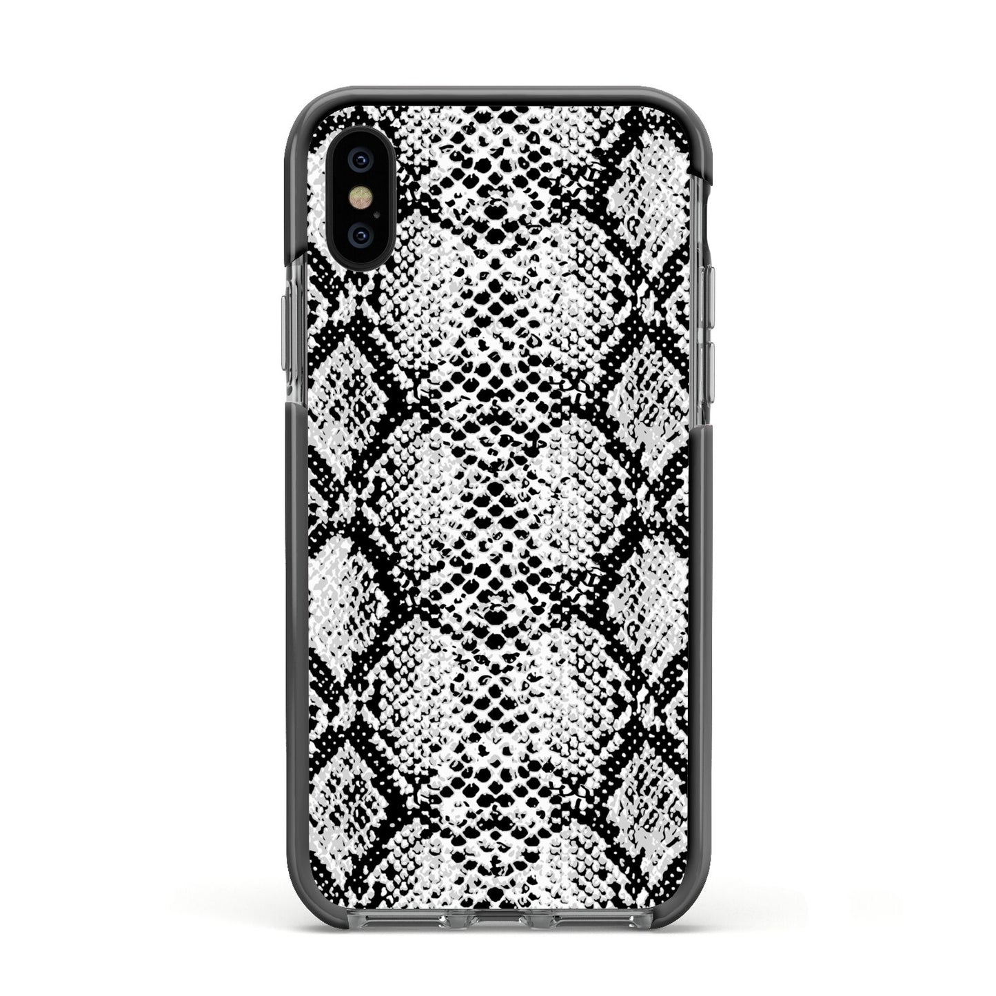 Black Snakeskin Apple iPhone Xs Impact Case Black Edge on Black Phone