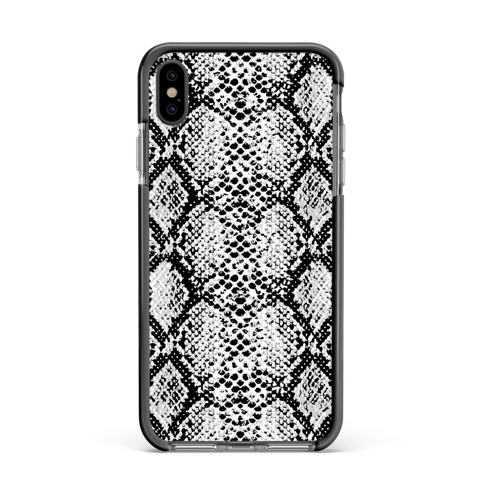 Black Snakeskin Apple iPhone Xs Max Impact Case Black Edge on Black Phone