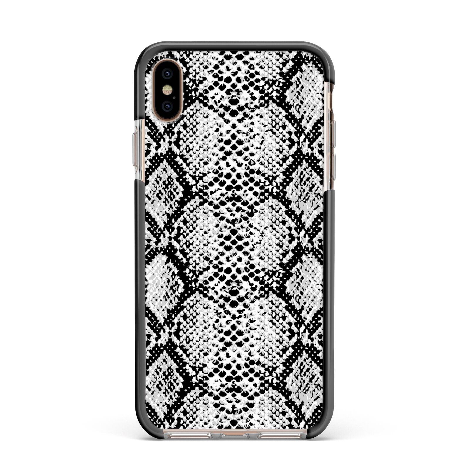 Black Snakeskin Apple iPhone Xs Max Impact Case Black Edge on Gold Phone