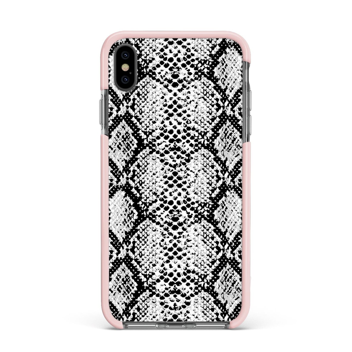 Black Snakeskin Apple iPhone Xs Max Impact Case Pink Edge on Black Phone