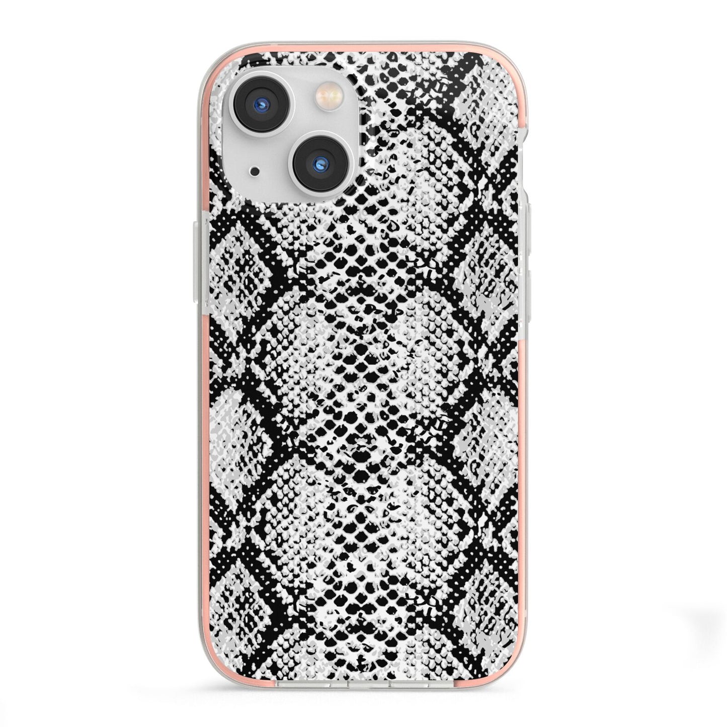 Black Snakeskin iPhone 13 Mini TPU Impact Case with Pink Edges