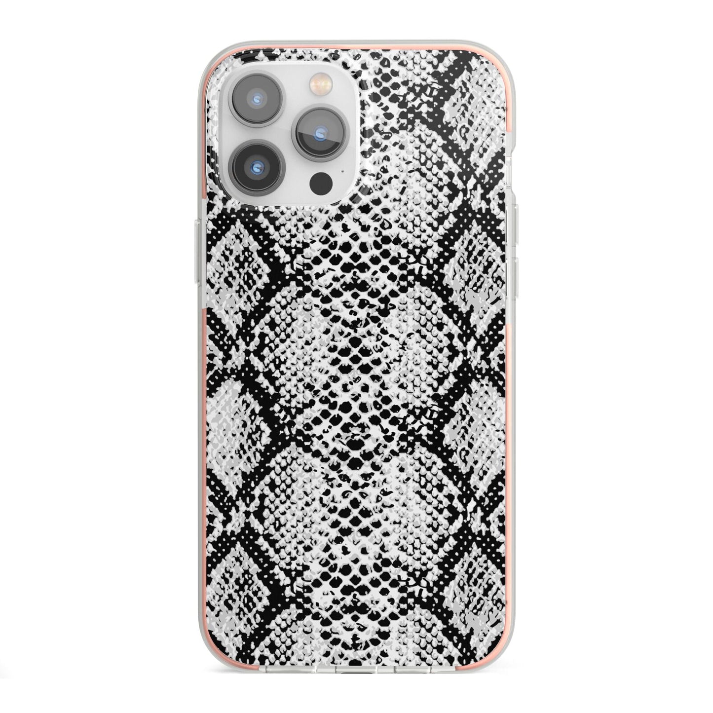 Black Snakeskin iPhone 13 Pro Max TPU Impact Case with Pink Edges