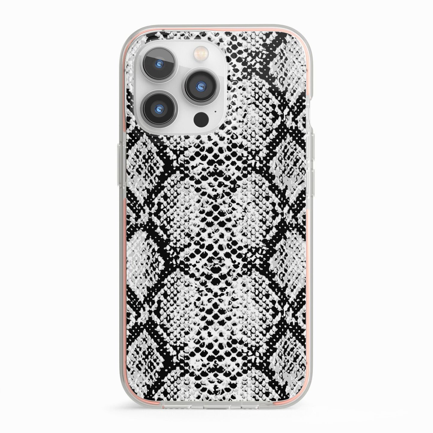 Black Snakeskin iPhone 13 Pro TPU Impact Case with Pink Edges