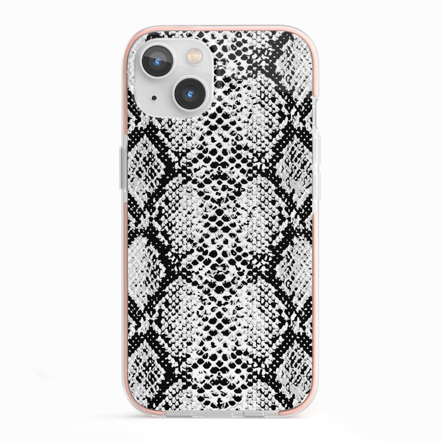 Black Snakeskin iPhone 13 TPU Impact Case with Pink Edges