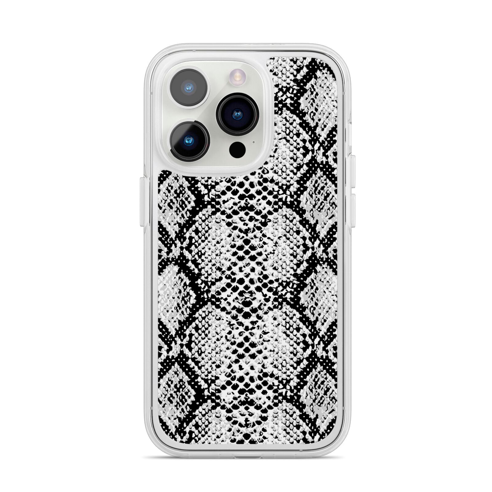 Black Snakeskin iPhone 14 Pro Clear Tough Case Silver