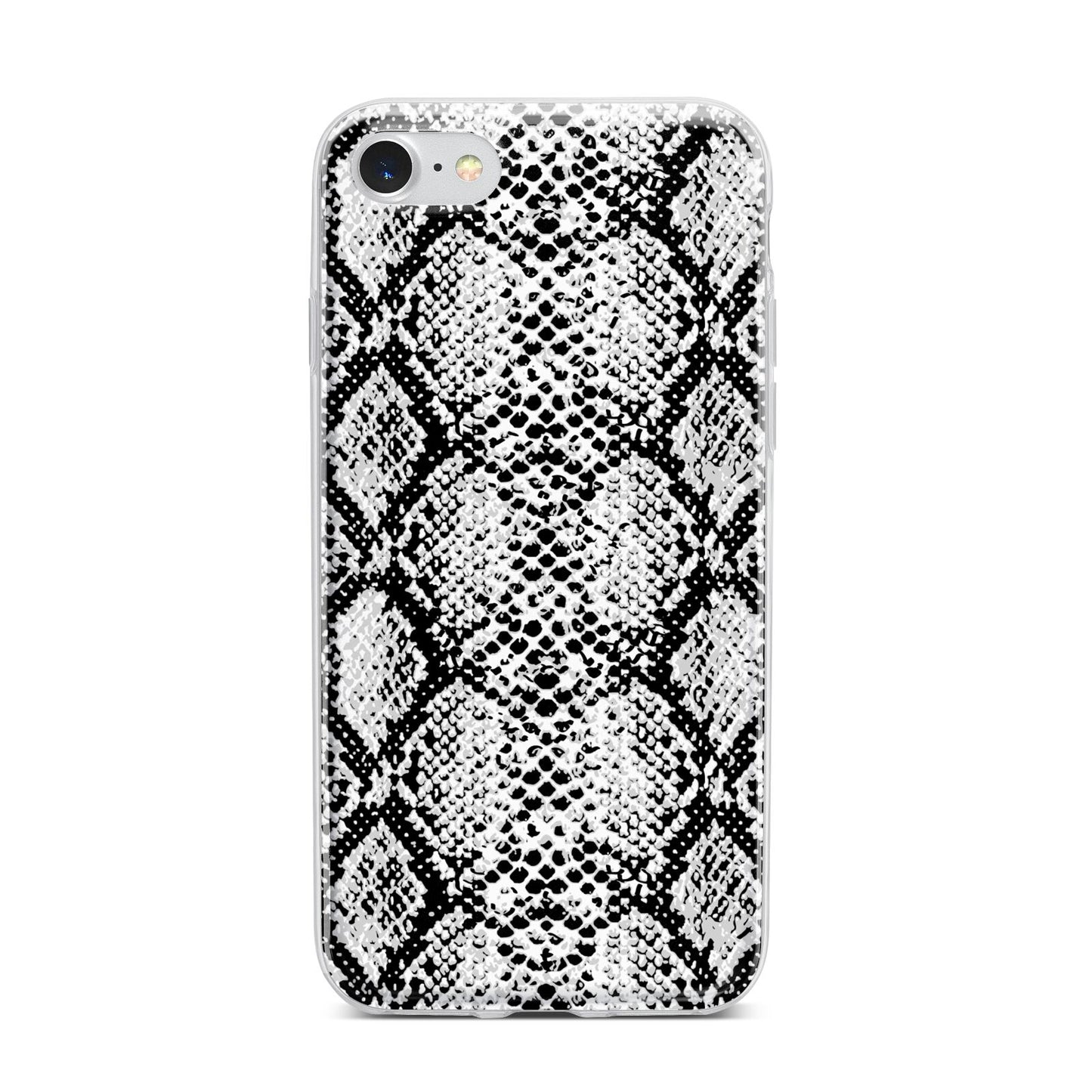 Black Snakeskin iPhone 7 Bumper Case on Silver iPhone