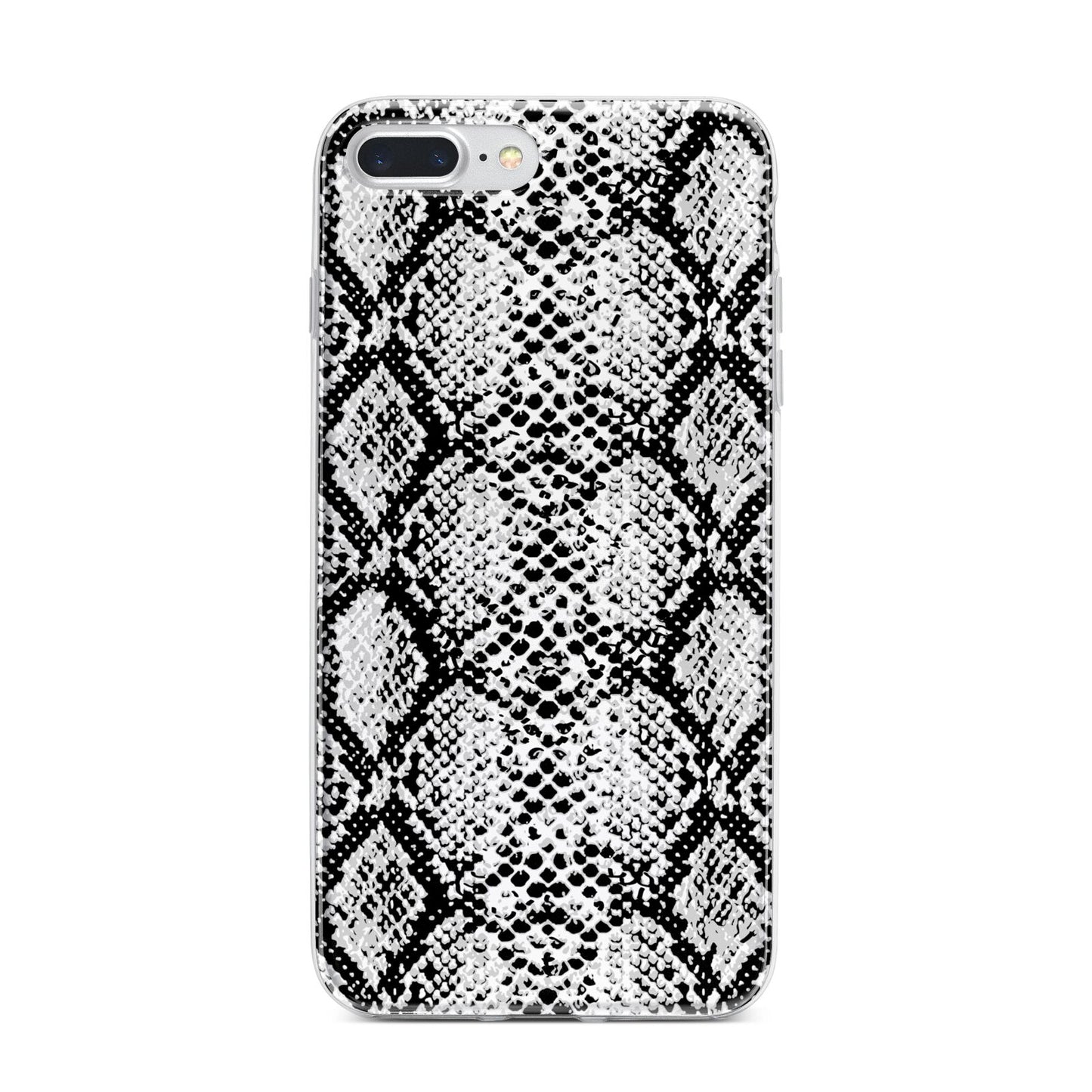 Black Snakeskin iPhone 7 Plus Bumper Case on Silver iPhone