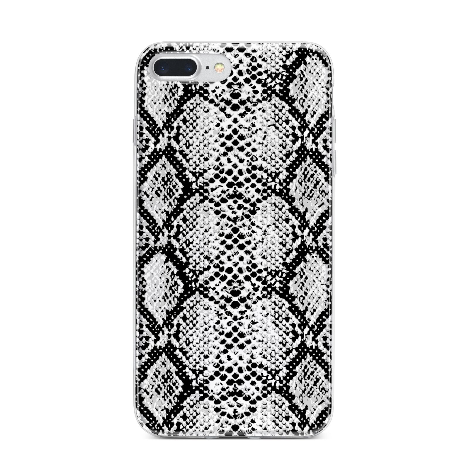 Black Snakeskin iPhone 7 Plus Bumper Case on Silver iPhone