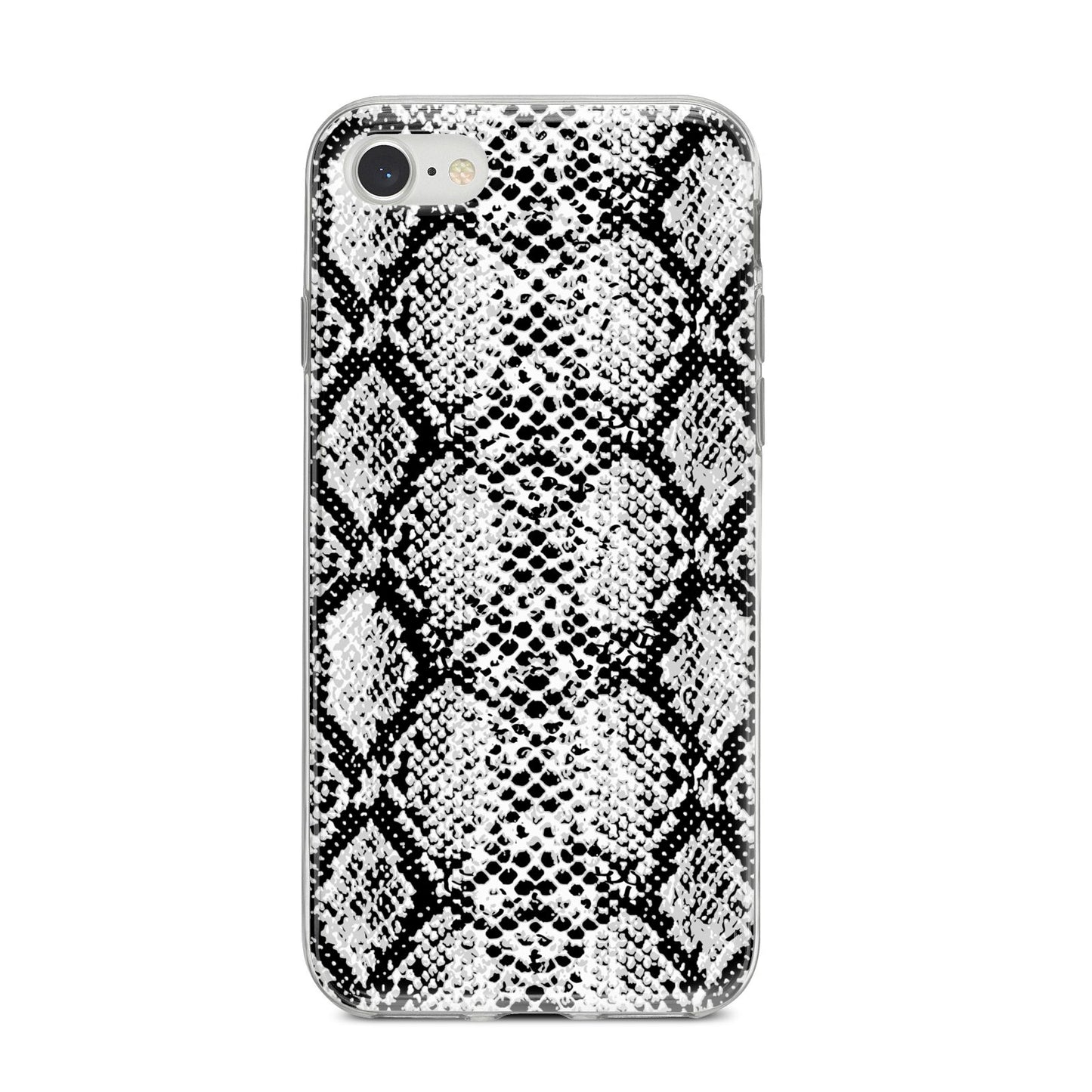 Black Snakeskin iPhone 8 Bumper Case on Silver iPhone