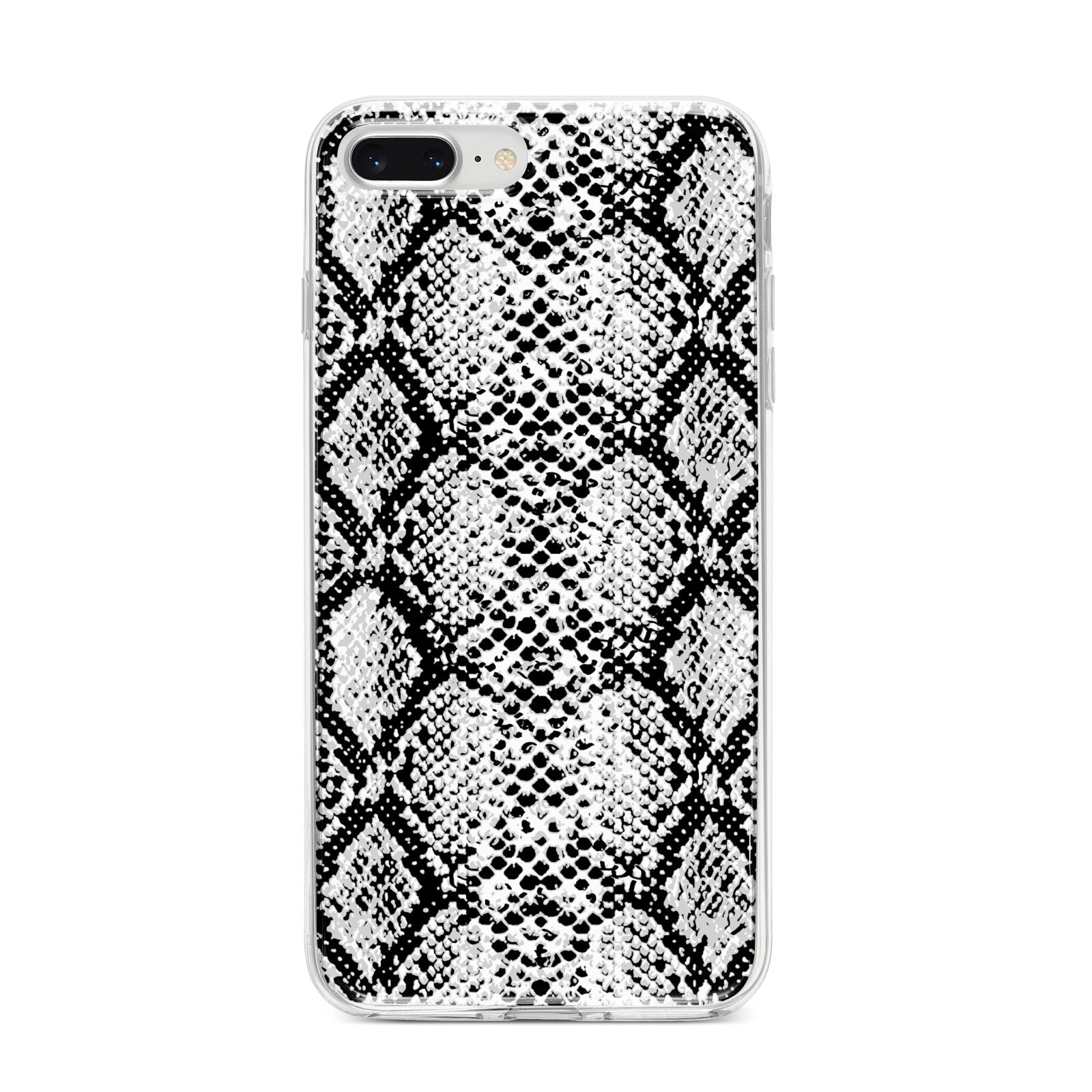 Black Snakeskin iPhone 8 Plus Bumper Case on Silver iPhone