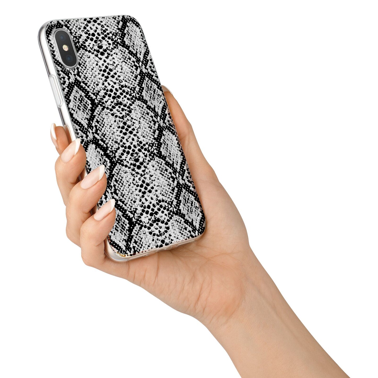 Black Snakeskin iPhone X Bumper Case on Silver iPhone Alternative Image 2