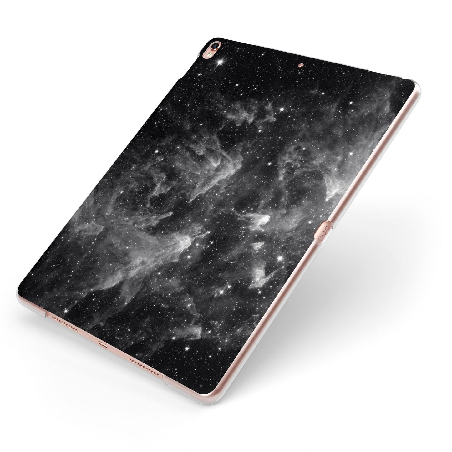 Black Space Apple iPad Case on Rose Gold iPad Side View