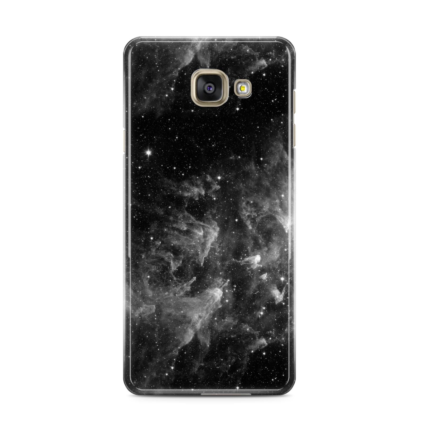 Black Space Samsung Galaxy A3 2016 Case on gold phone