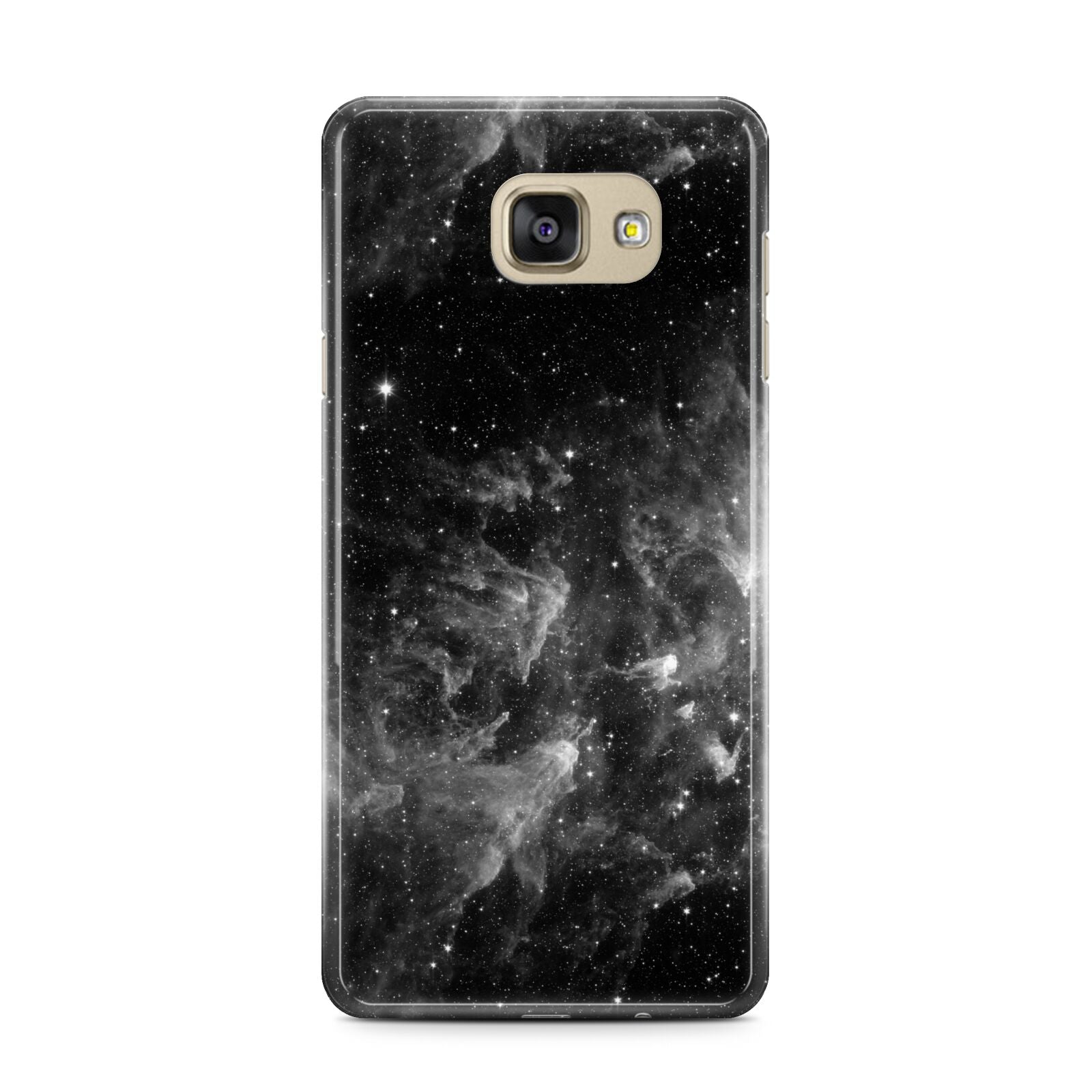 Black Space Samsung Galaxy A7 2016 Case on gold phone