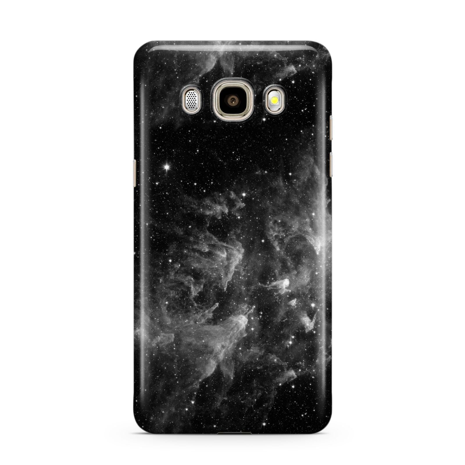 Black Space Samsung Galaxy J7 2016 Case on gold phone