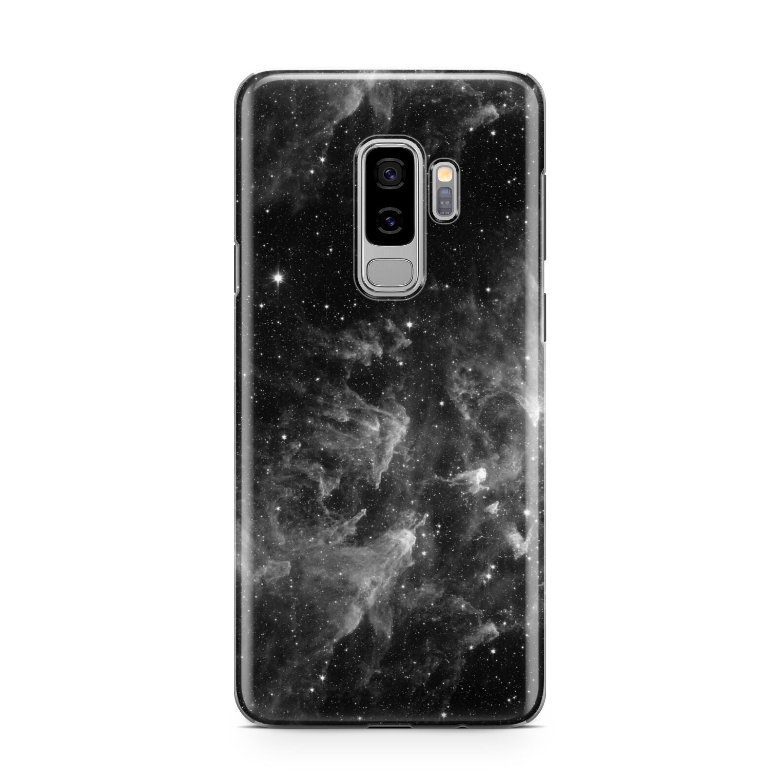 Black Space Samsung Galaxy S9 Plus Case on Silver phone