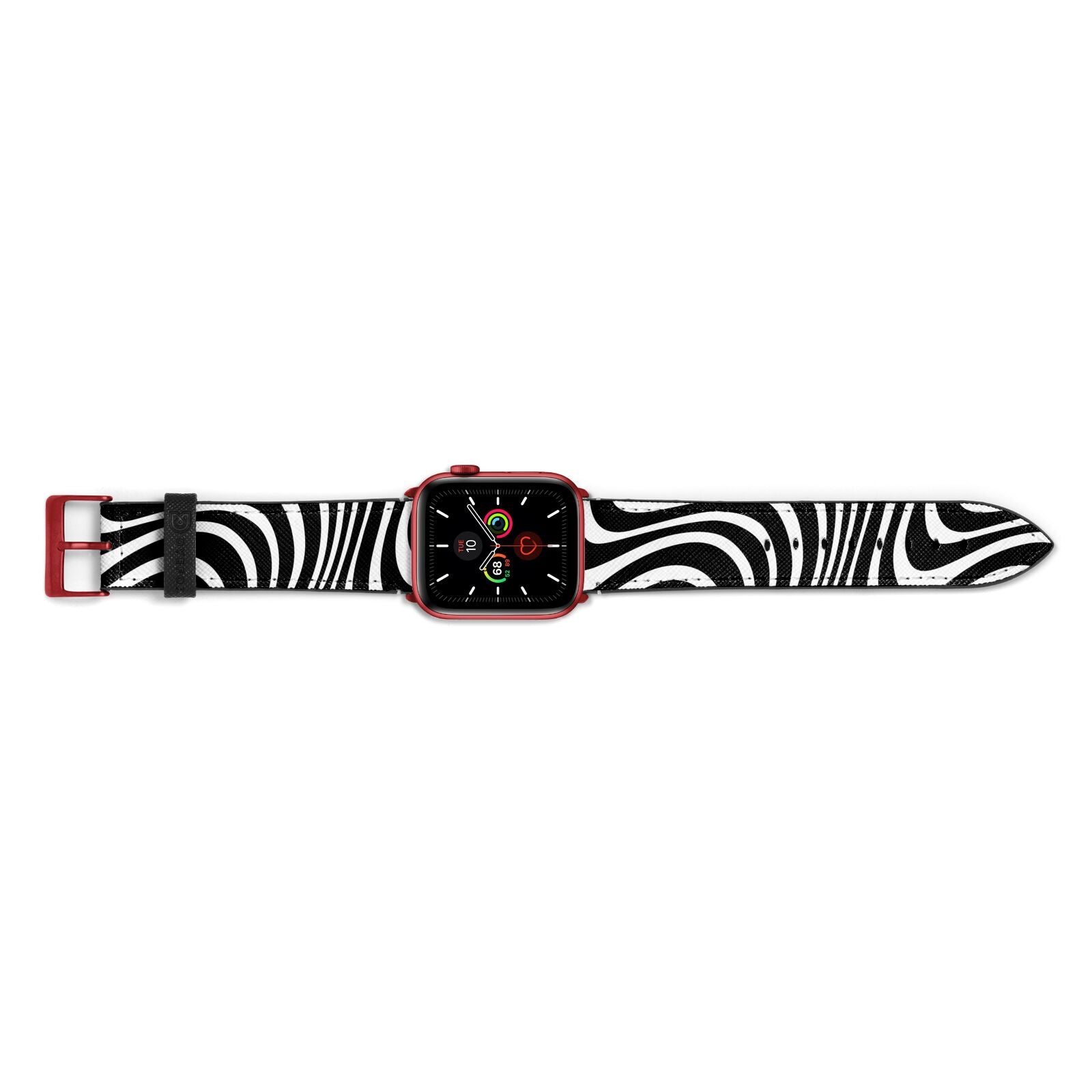 Black Wave Apple Watch Strap Landscape Image Red Hardware