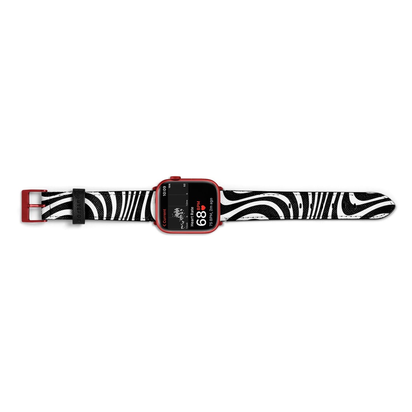 Black Wave Apple Watch Strap Size 38mm Landscape Image Red Hardware