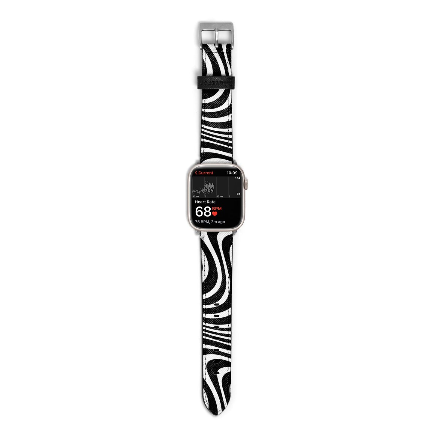 Black Wave Apple Watch Strap Size 38mm with Silver Hardware