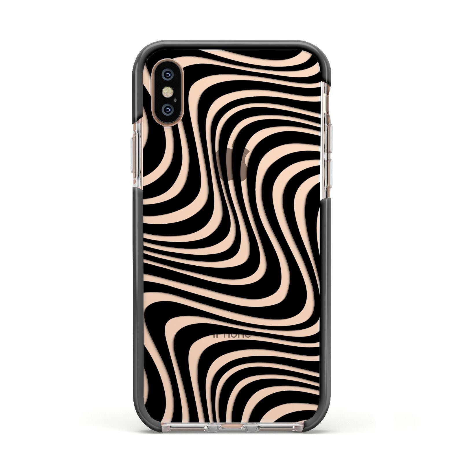 Black Wave Apple iPhone Xs Impact Case Black Edge on Gold Phone