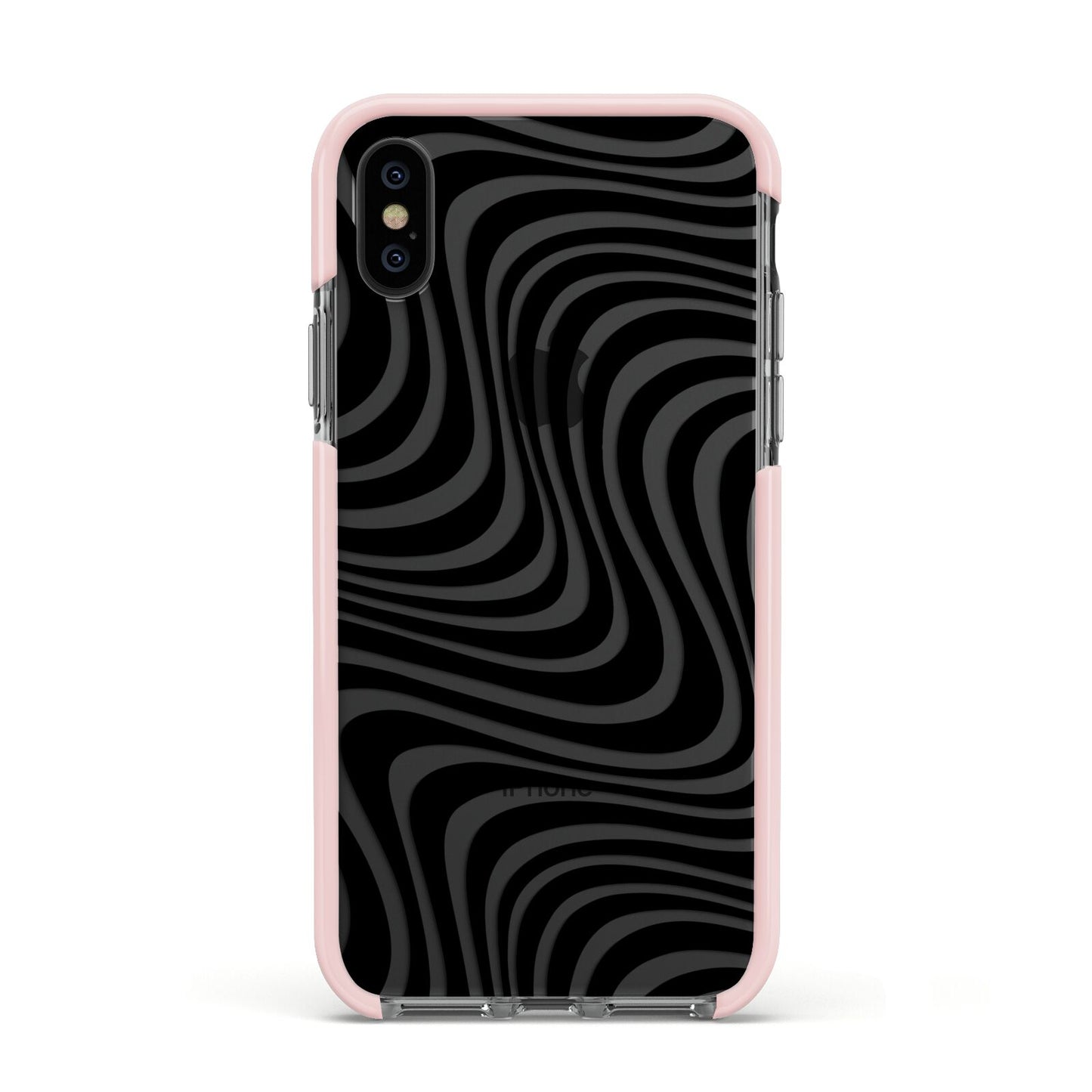 Black Wave Apple iPhone Xs Impact Case Pink Edge on Black Phone