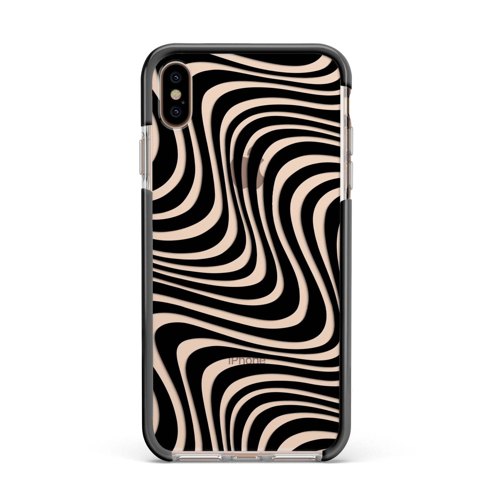 Black Wave Apple iPhone Xs Max Impact Case Black Edge on Gold Phone