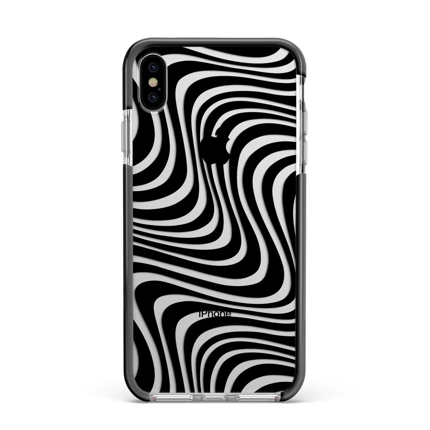 Black Wave Apple iPhone Xs Max Impact Case Black Edge on Silver Phone