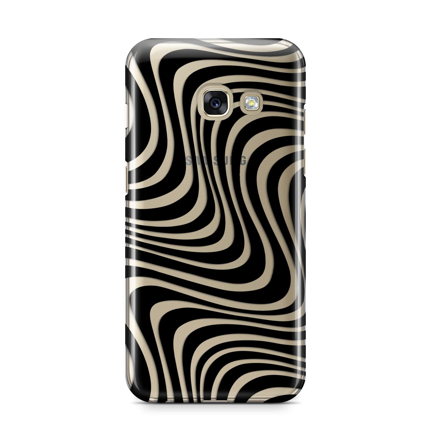 Black Wave Samsung Galaxy A3 2017 Case on gold phone