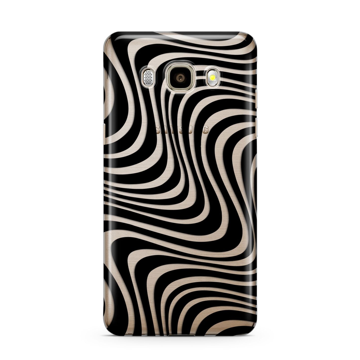 Black Wave Samsung Galaxy J7 2016 Case on gold phone