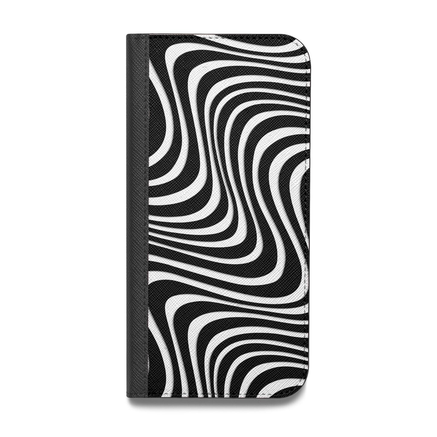 Black Wave Vegan Leather Flip iPhone Case