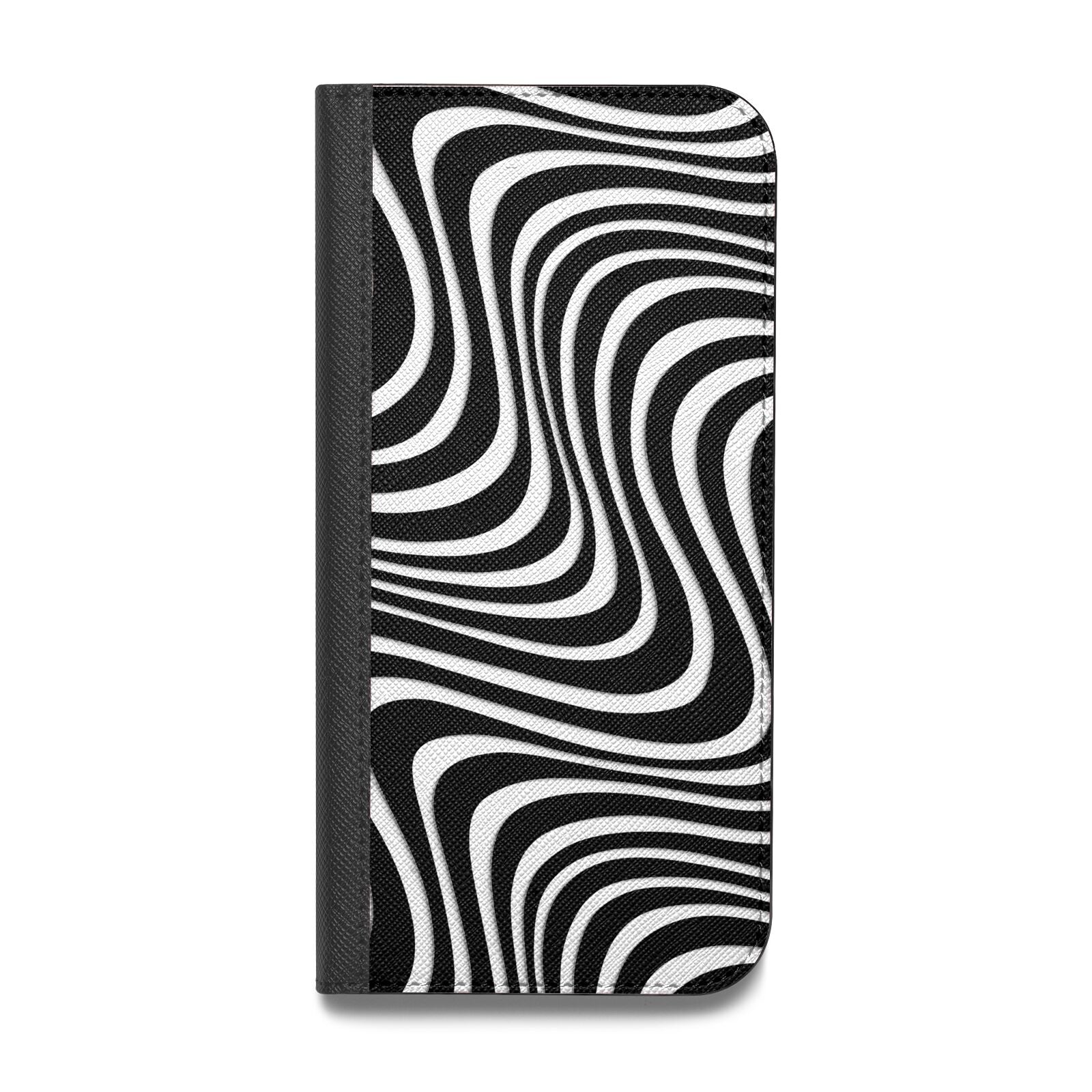 Black Wave Vegan Leather Flip iPhone Case