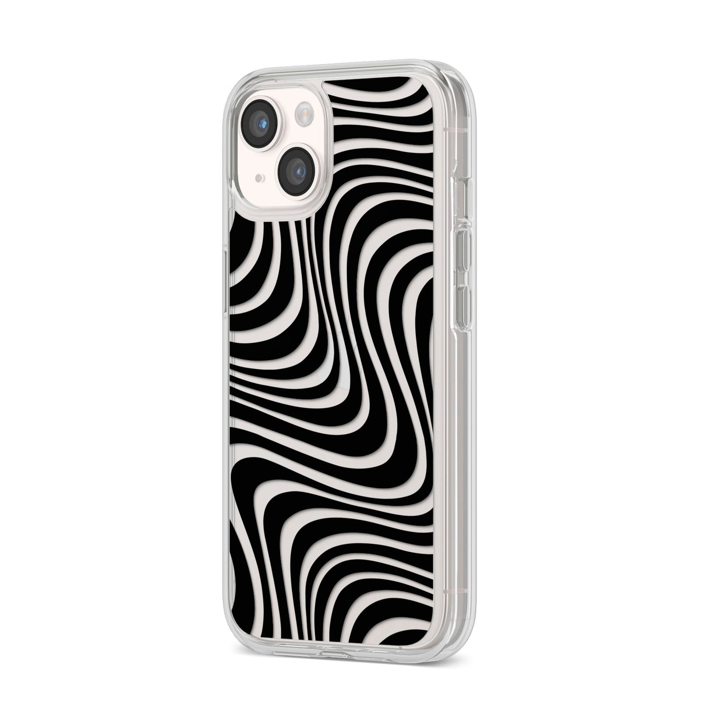 Black Wave iPhone 14 Clear Tough Case Starlight Angled Image