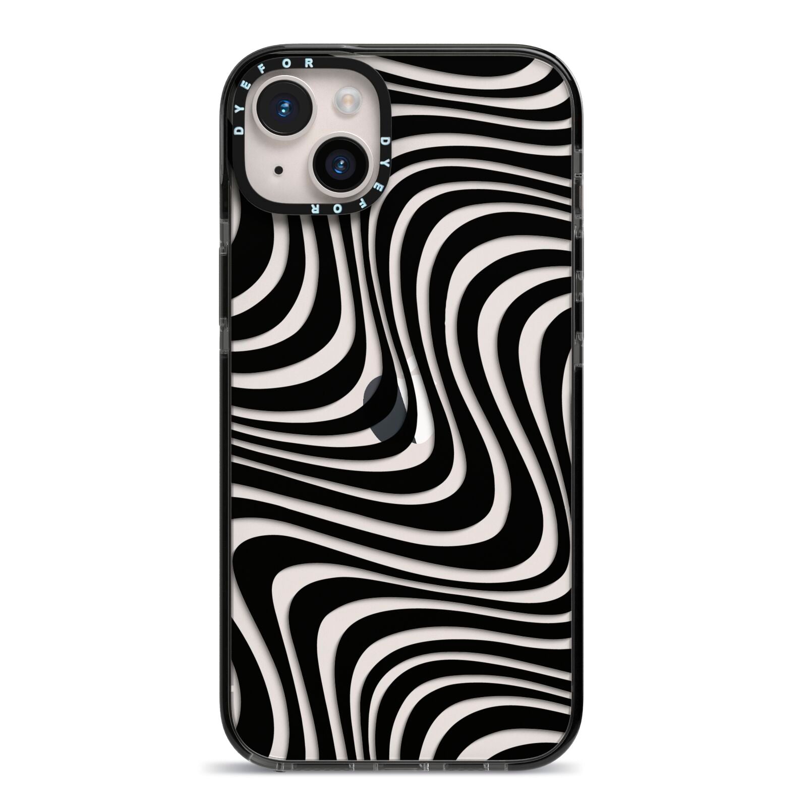 Black Wave iPhone 14 Plus Black Impact Case on Silver phone