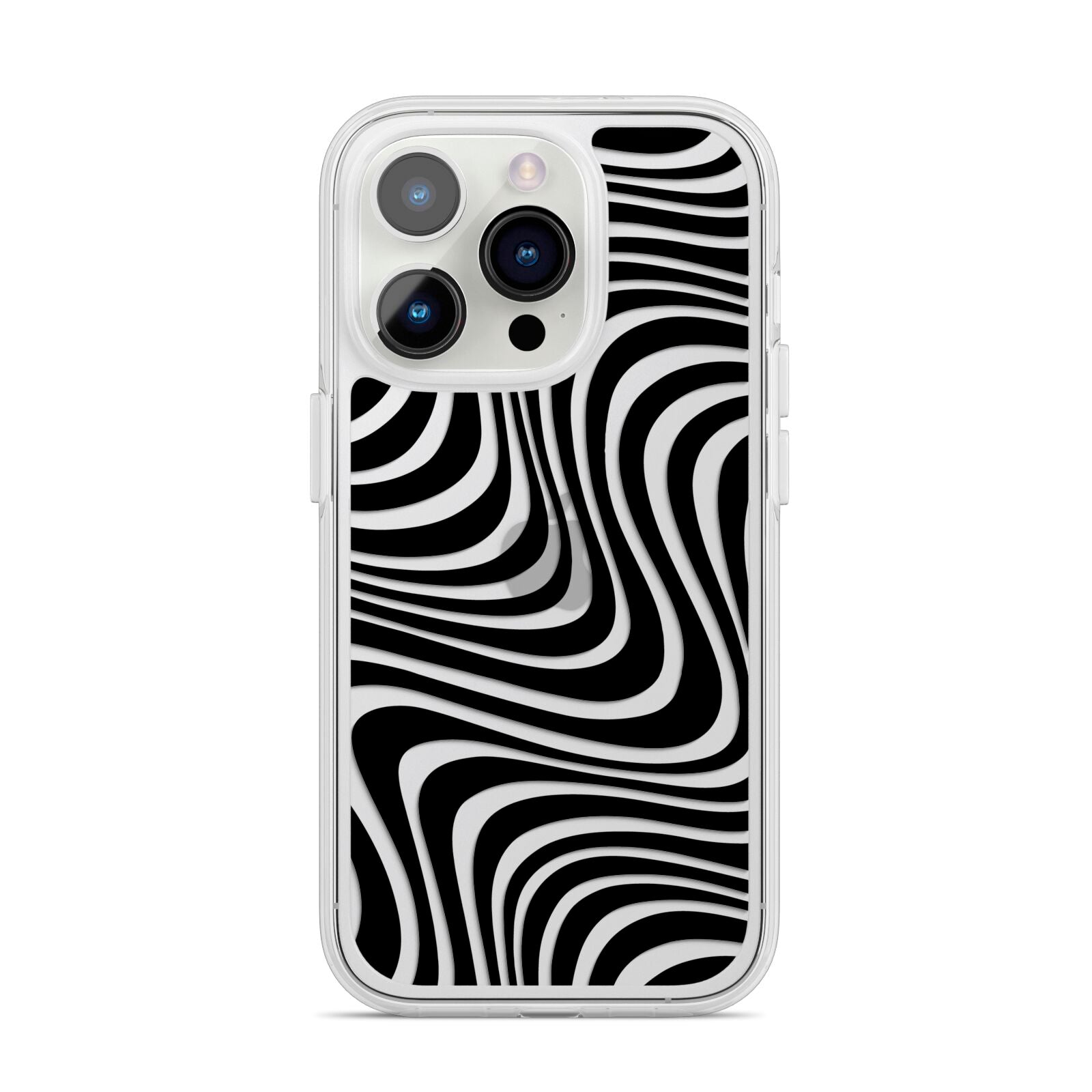 Black Wave iPhone 14 Pro Clear Tough Case Silver