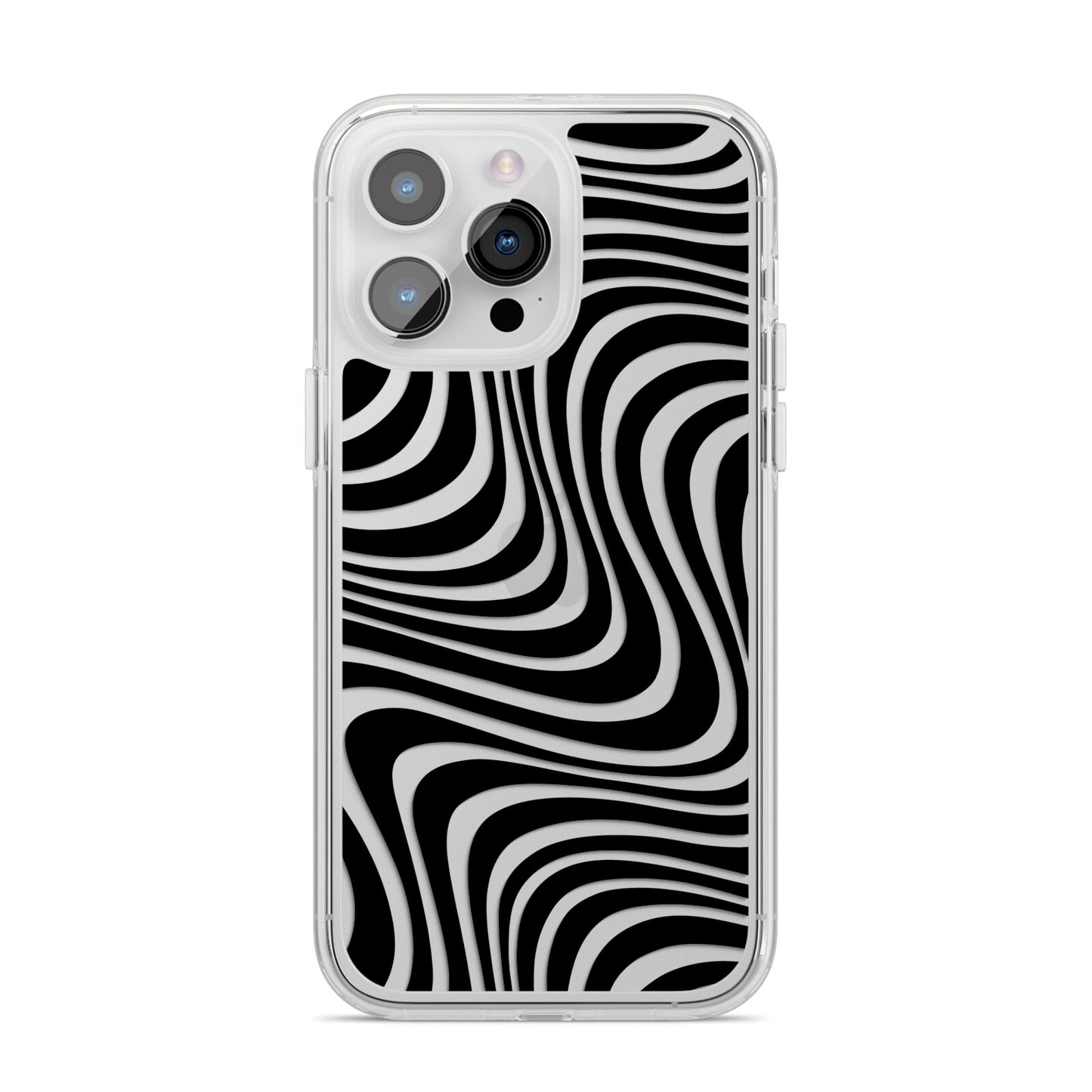 Black Wave iPhone 14 Pro Max Clear Tough Case Silver