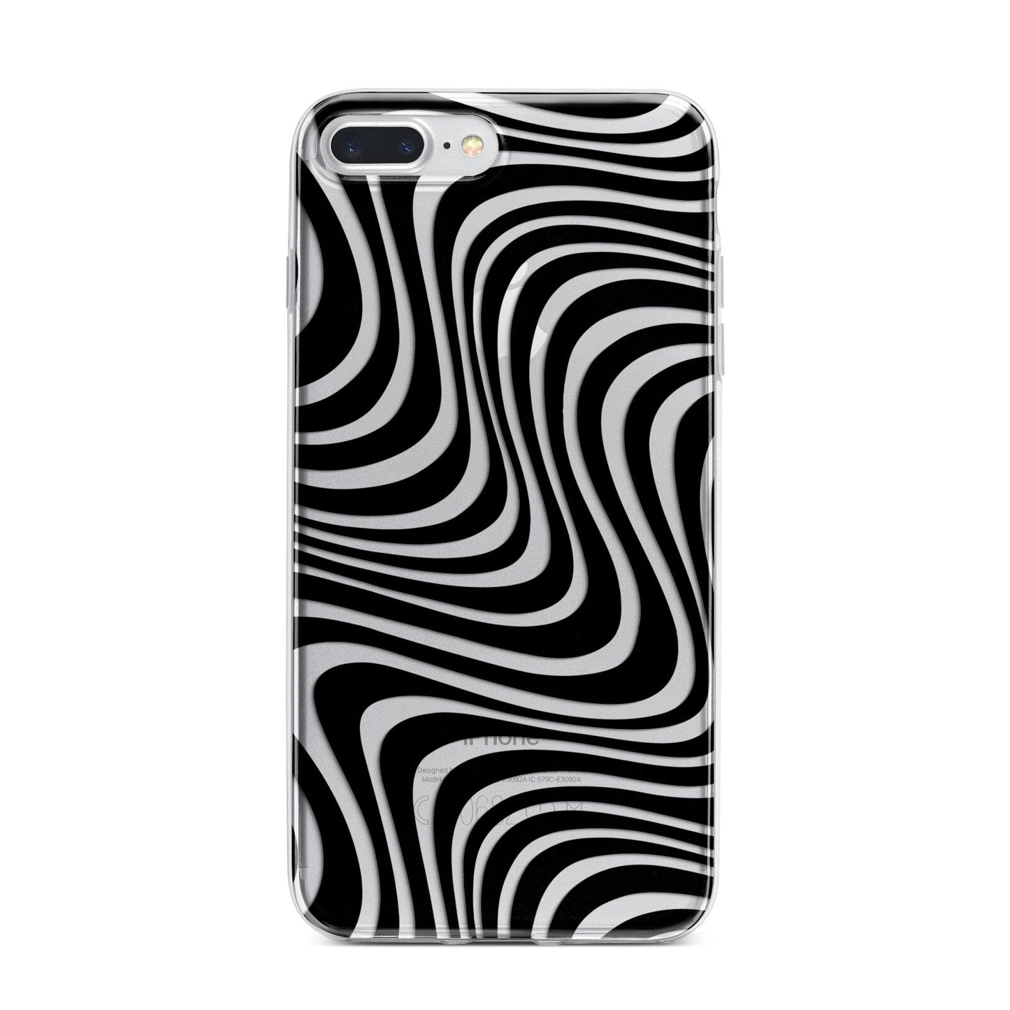 Black Wave iPhone 7 Plus Bumper Case on Silver iPhone