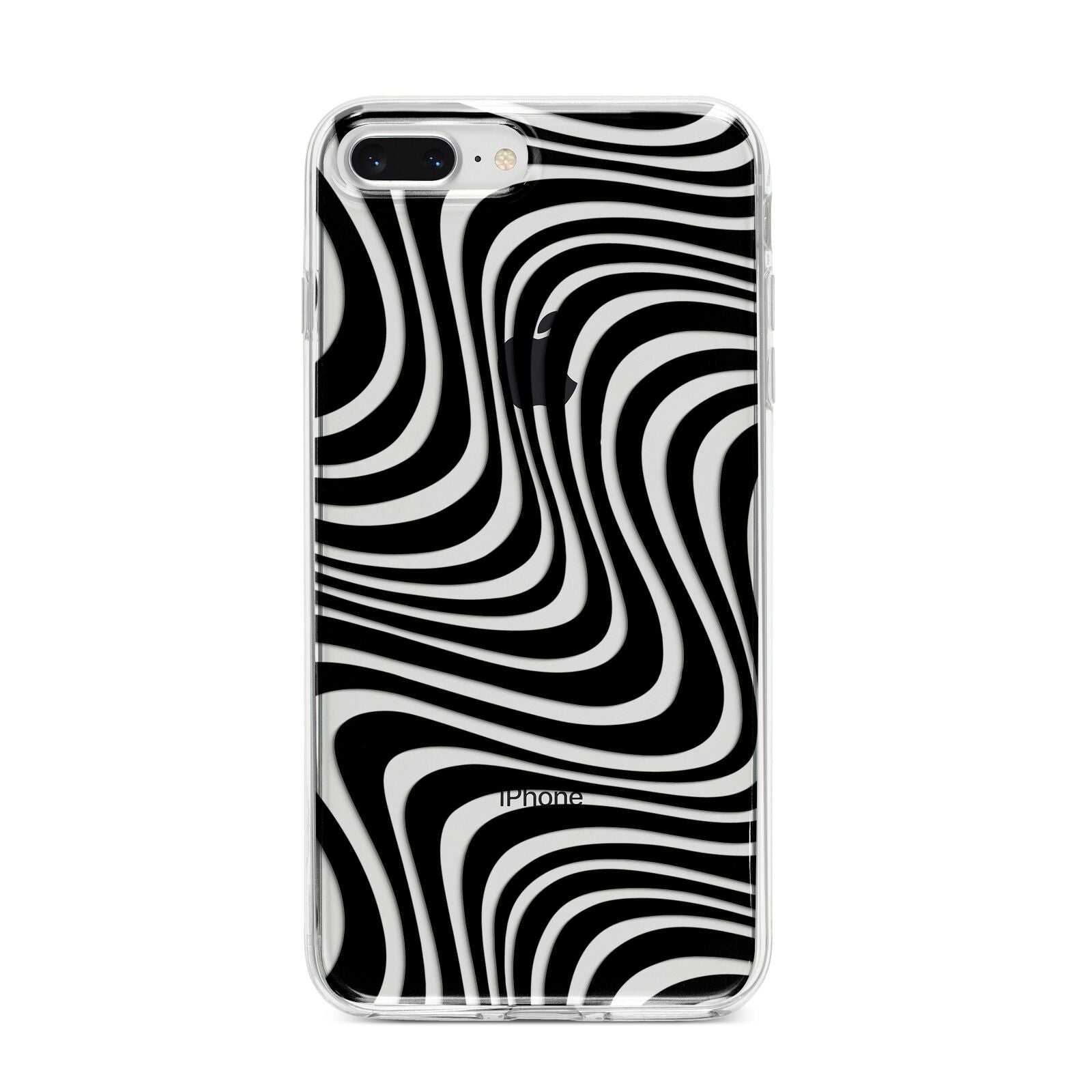 Black Wave iPhone 8 Plus Bumper Case on Silver iPhone