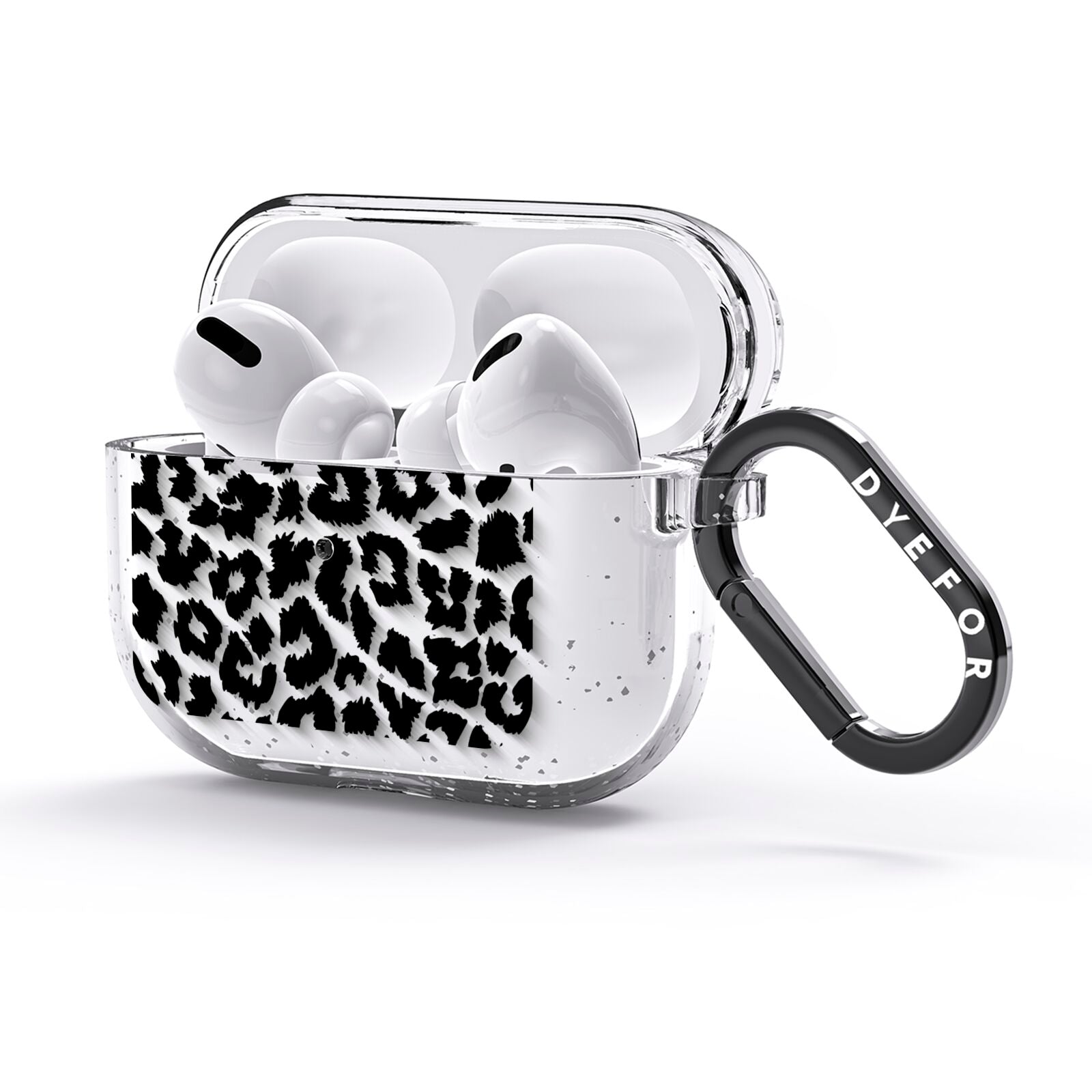 Black White Leopard Print AirPods Glitter Case 3rd Gen Side Image