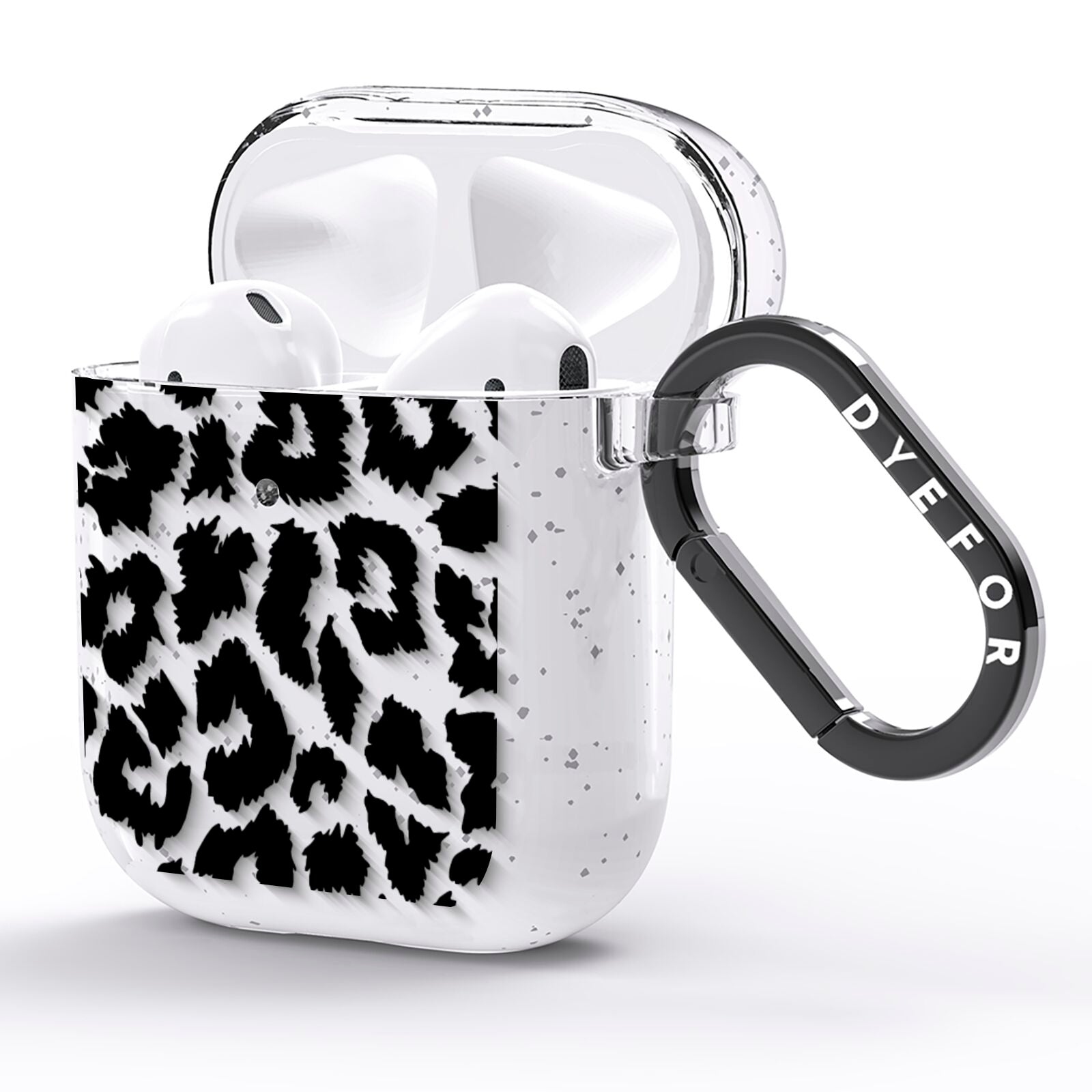 Black White Leopard Print AirPods Glitter Case Side Image