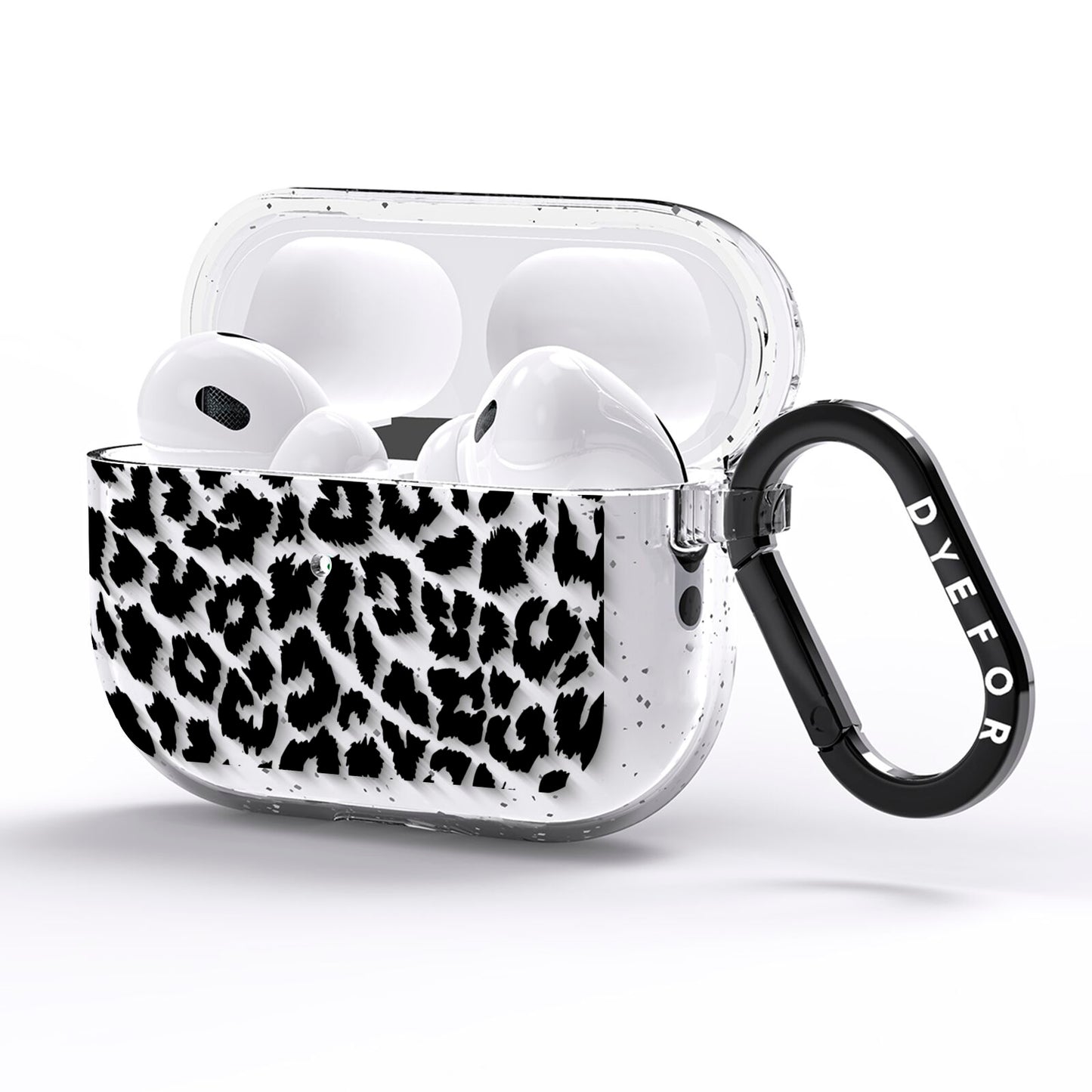 Black White Leopard Print AirPods Pro Glitter Case Side Image