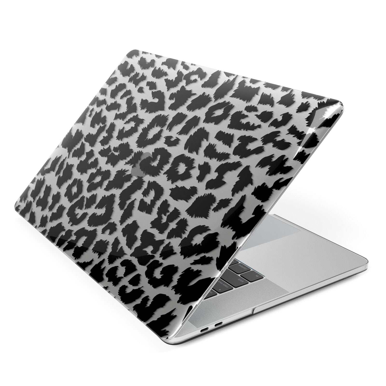 Black White Leopard Print Apple MacBook Case Side View