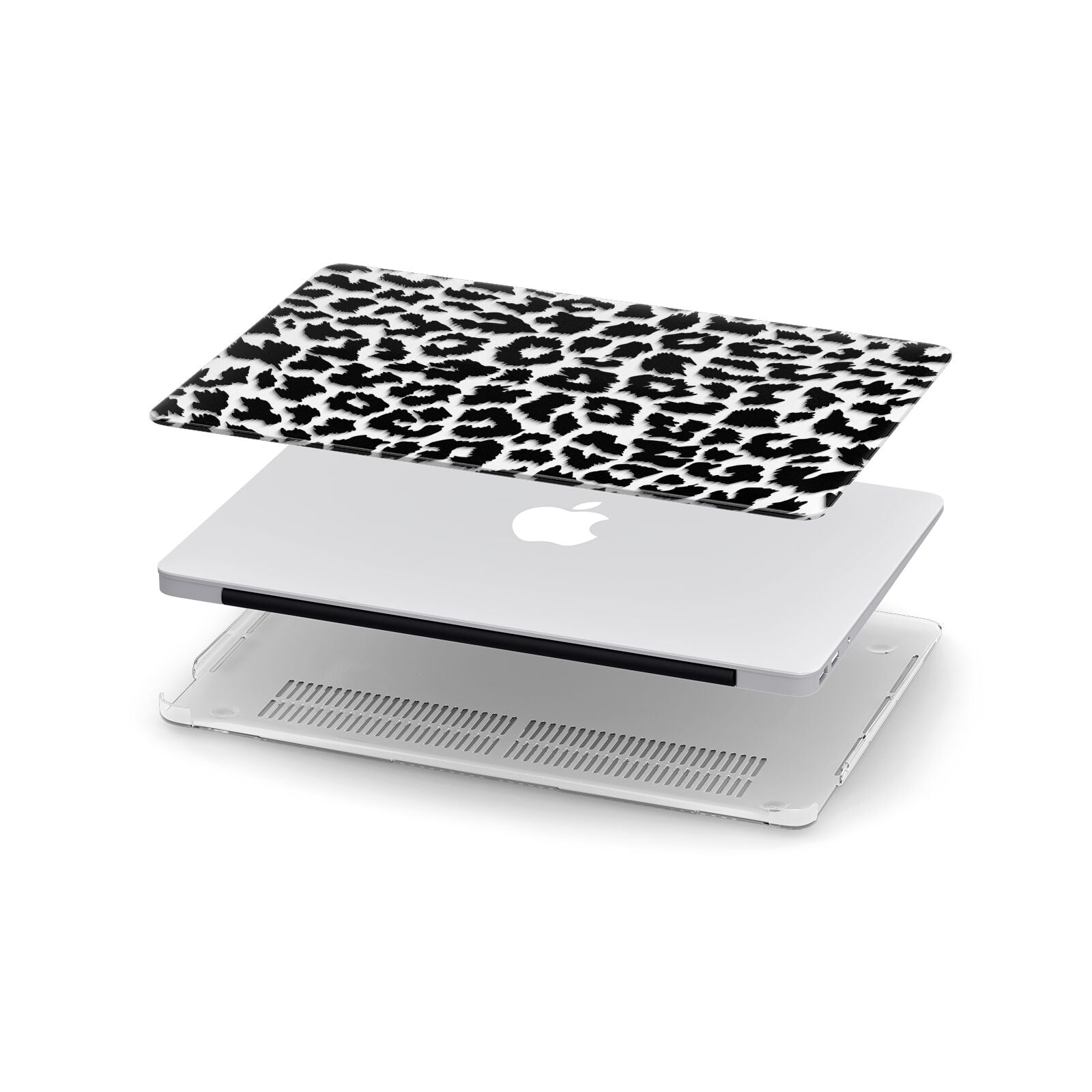 Black White Leopard Print Apple MacBook Case in Detail