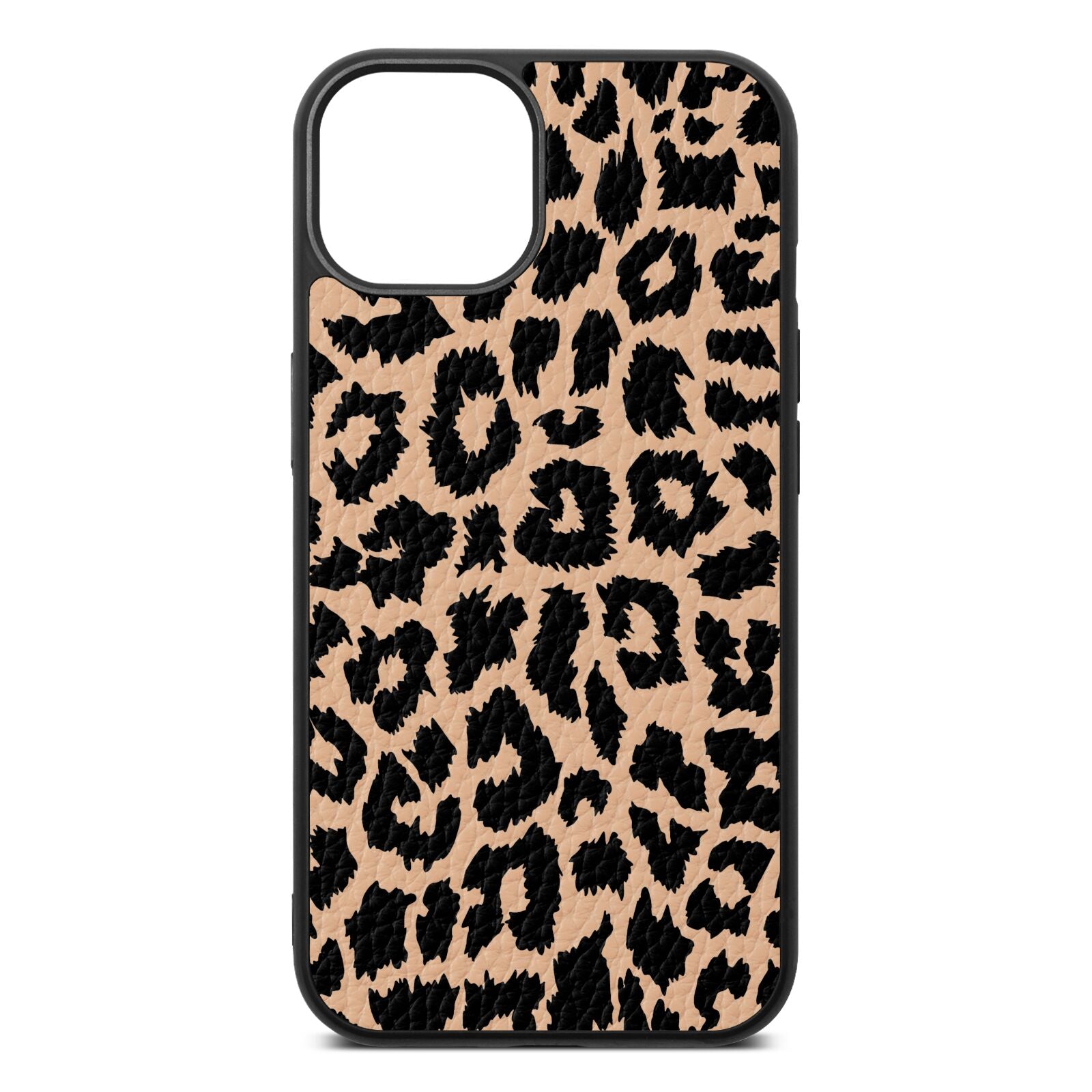 Black Leopard Print Pebble Leather Nude iPhone Case