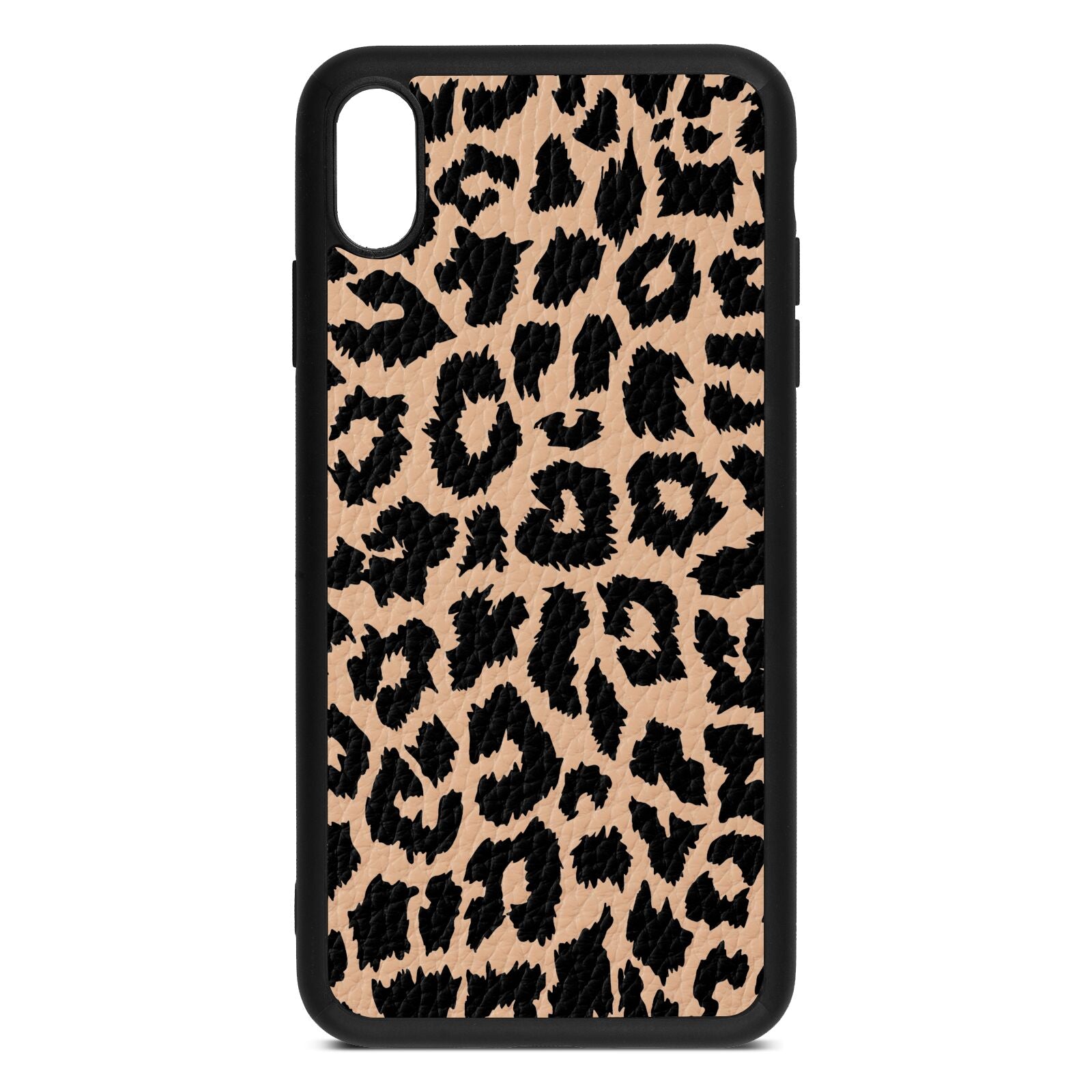 Black Leopard Print Pebble Leather Nude iPhone Case