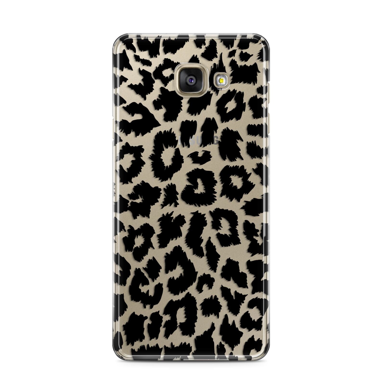 Black White Leopard Print Samsung Galaxy A3 2016 Case on gold phone