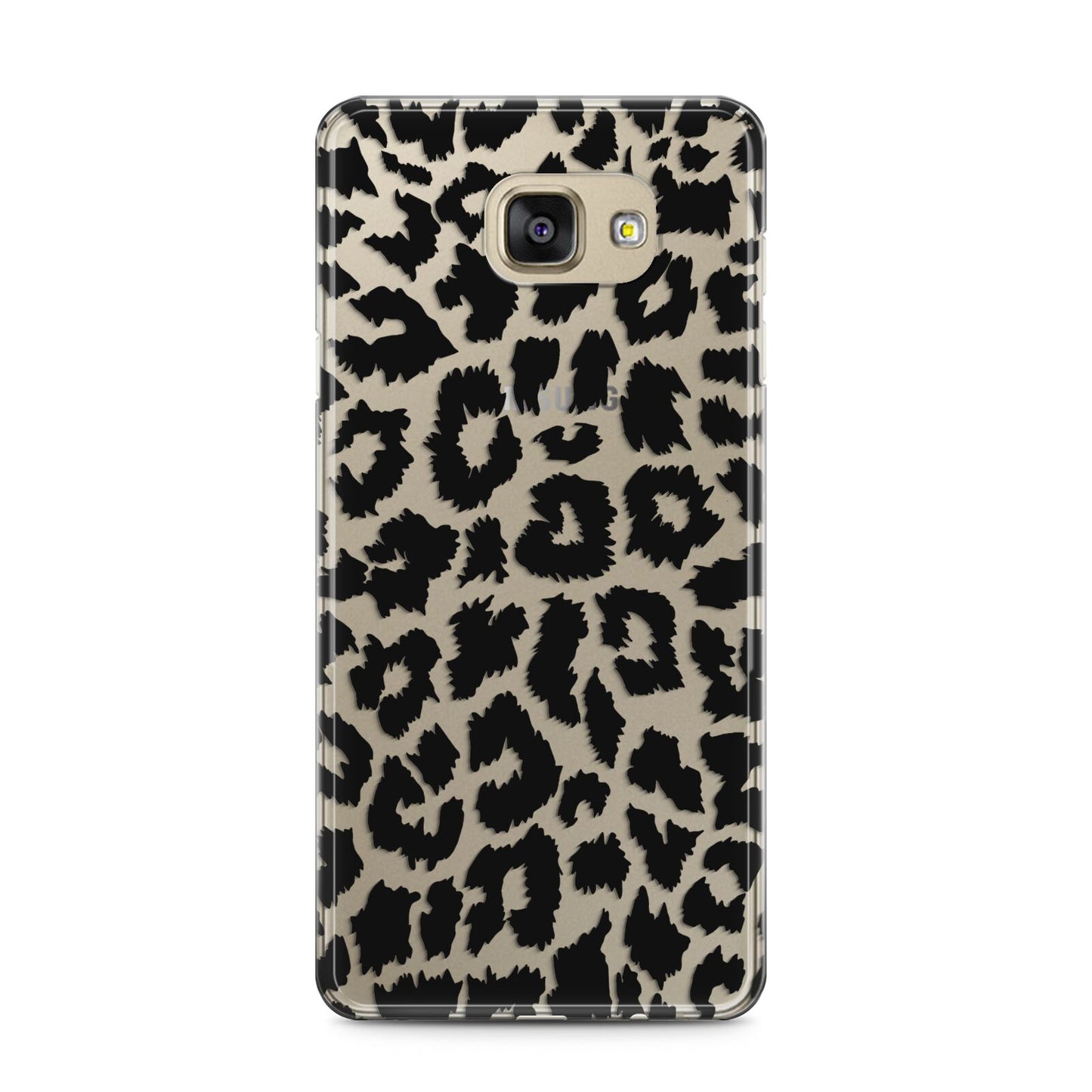 Black White Leopard Print Samsung Galaxy A5 2016 Case on gold phone