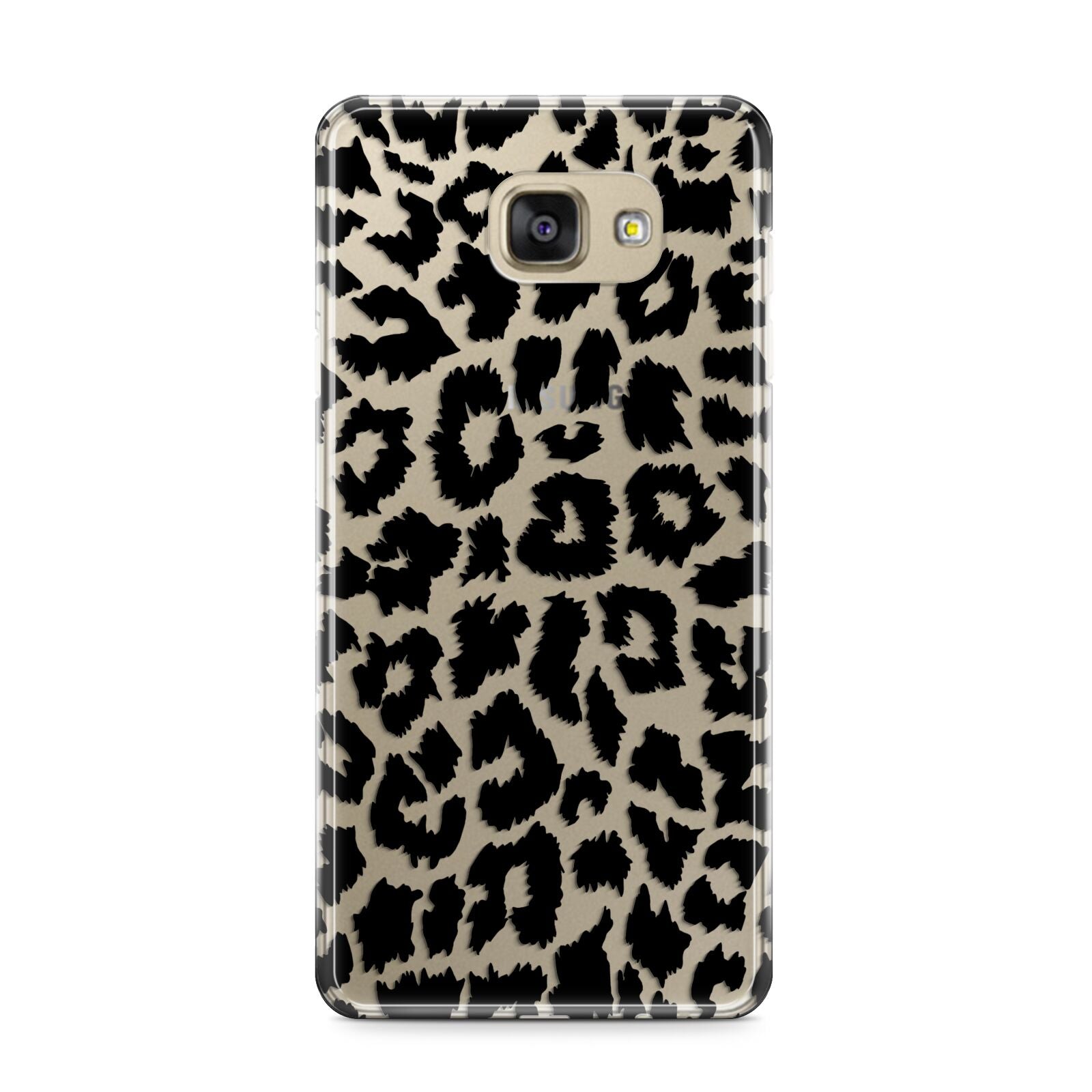 Black White Leopard Print Samsung Galaxy A9 2016 Case on gold phone