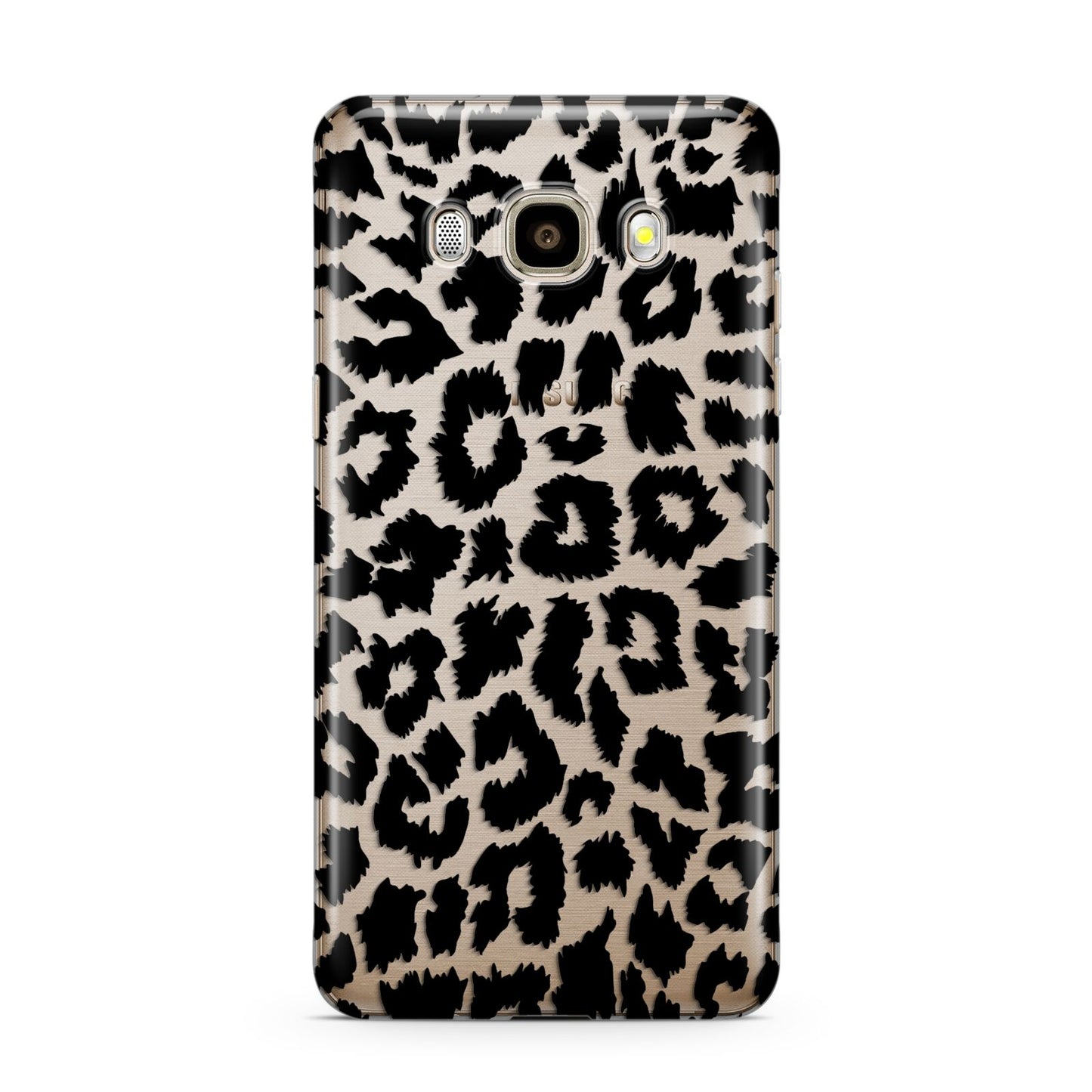 Black White Leopard Print Samsung Galaxy J7 2016 Case on gold phone